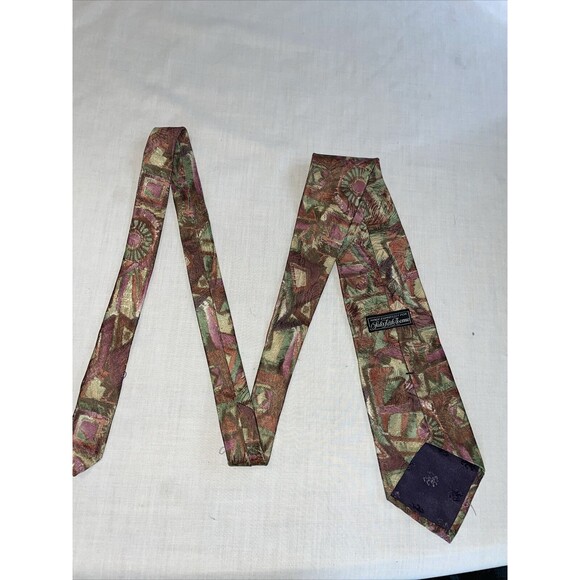 Saks Fifth Avenue Men’s Dress Tie Size 57” Multicolor Geometric Silk Business - Picture 8 of 12